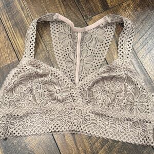 Aerie Lace Bralette in Taupe size L